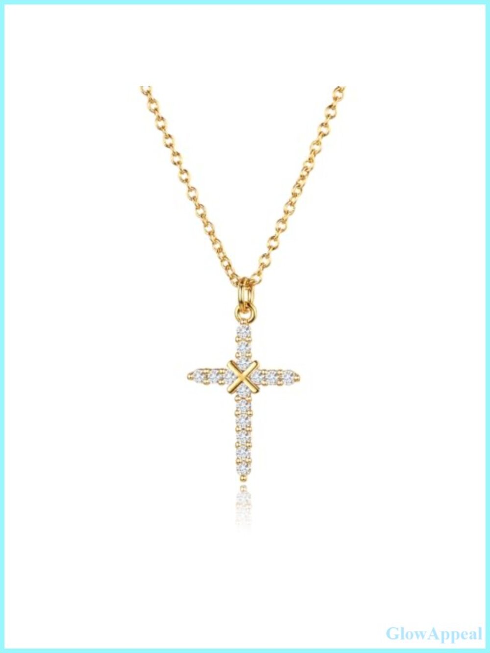 14K Gold Plated Cubic Zirconia Cross Necklace Non-Tarnish Women